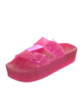 Balenciaga Hot Pink Transparent Platform Slide Sandal